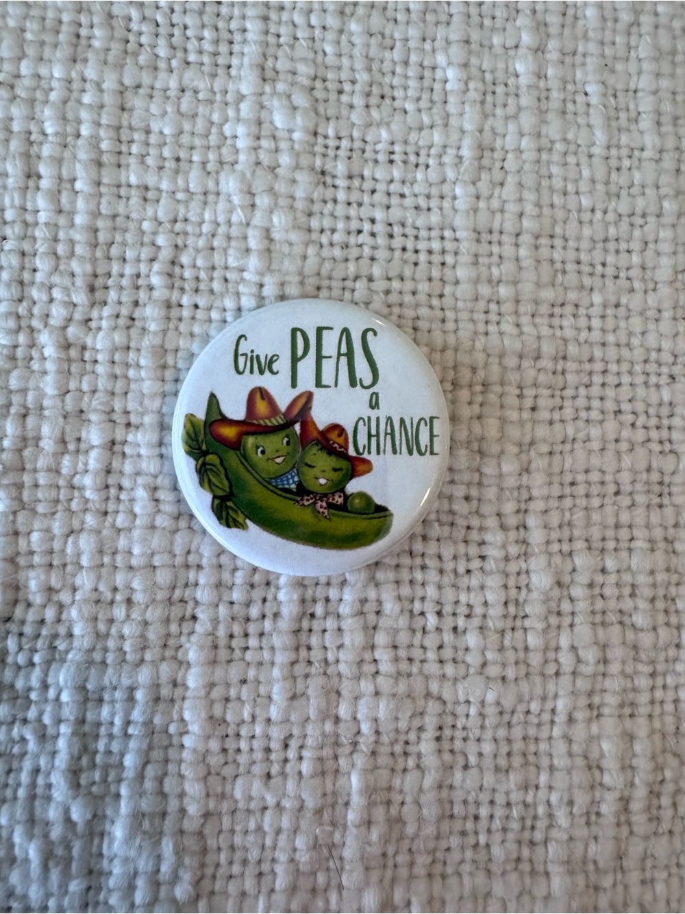 Give Peas a Chance Green Pea Pinback Button
